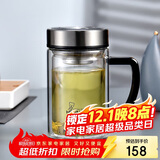 希诺双层玻璃杯男家用商务办公水杯带手柄泡茶杯子XN-9320 290mL
