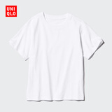 优衣库童装男童女童圆领T恤/短袖全棉纯色糖果彩色打底百搭474591 00 白色 160