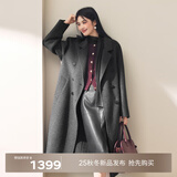 伊芙丽蒋欣代言【镇店爆款】驼绒桑蚕丝高级双面毛呢外套羊毛大衣女冬季 暗灰 预售 [11月29日]发 M 115-135斤