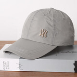 蓝诗梦戴薄款速干防晒遮阳帽子男女通用跑步帽透气帽鸭舌帽时尚百搭棒球帽 浅灰色 55-58cm