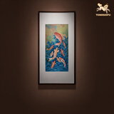 铜师傅 手工錾刻 铜雕画《九鱼聚财之二》装饰画 背景画 壁画