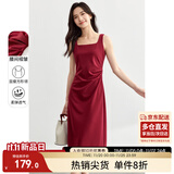 尚都比拉法式高级感连衣裙女秋季赫本风长款气质A字裙抽褶收腰显瘦背带裙