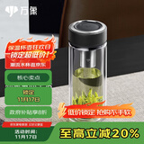 万象（WANXIANG）双层玻璃杯经典皮纹V19RL商务办公便携泡茶杯290ML大容量家用水杯