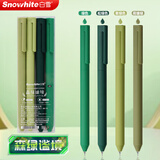 白雪（snowhite）笔中性笔高端旋转出芯高颜值非按动彩色签字笔0.5CS笔头刷题笔彩色4支/盒G-601森绿谧境
