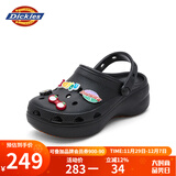 Dickies女士厚底洞洞鞋增高沙滩鞋踩屎感包头EVA凉鞋女外穿 37  黑色 