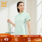 361°运动翻领t恤2025年春夏季新款休闲透气短袖情侣POLO衫开学季 【女款】微波绿 S