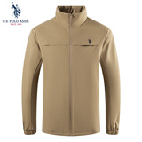 U.S. POLO ASSN.夹克外套男秋冬休闲男士立领棉服茄克宽松棉衣保罗上衣 卡其 M