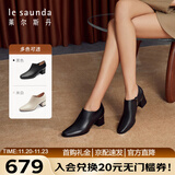 莱尔斯丹2025秋冬新款粗跟舒适高级感脚踝短靴子女靴54702 黑色BKK 38