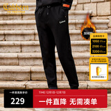 卡宾男装针织裤春秋新款荧光LOGO松紧腰休闲印花青年F 加绒款黑色 2XL /185/54