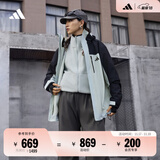 adidas拒水加绒内胆三合一连帽外套男女秋冬阿迪达斯官方轻运动 质感灰   XL
