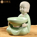 金镶玉 仿宋汝窑茶漏 茶滤茶具配件 可养开片茶宠摆件茶叶过滤器 创意精品茶盘摆件细孔茶漏网滤茶器 F汝窑纳福茶漏