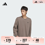 adidas情侣款宽松抓绒圆领长袖卫衣套头衫男女秋季阿迪达斯轻运动 岩层深土地棕/黑色   M