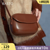 百思图商场同款时尚百搭潮流复古迷你马鞍包单肩斜挎包女X2782DX2 棕色 F