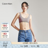 Calvin Klein内衣女士美拉德简约提花舒适ck薄垫无钢圈轻运动U型美背背心文胸 PET-灰咖色 S