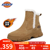 Dickies女士雪地靴女靴冬季加绒加厚短靴保暖棉鞋靴子 黄棕 39 