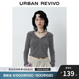 UR2025秋季新款女时尚连帽爱心蝴蝶结拉链修身外套UYB150001 深灰 S