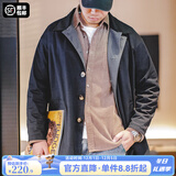 马登工装撞色巴尔玛肯风衣男美式休闲宽松中长款男士大衣全天候外套秋 藏青色 【潮流上衣/高级感痞帅】 L