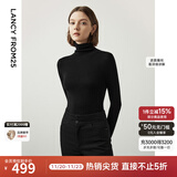 朗姿【朗姿羊毛Basic衣橱】纯羊毛法式毛针织衫冬季新款修身长袖毛衣 黑色2 S
