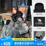 骆驼羽绒服女冬季新款热反射升温保暖加厚连帽面包服短款外套 734CA6B605C4，幻影黑/砚墨灰 有袖标 M