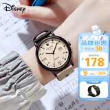 迪士尼（Disney）学生手表个性复古撞色帆布带石英表青少年初中高中生防水手表开学