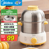 美的（Midea）煮蛋器蒸蛋器双层14颗蛋家用自动断电迷你鸡蛋羹神器防干烧不锈钢便携式MZ-ZDE1602