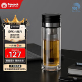 孔雀双层玻璃杯  商务办公车载水杯男高档泡茶杯子