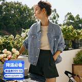 Olrain欧芮儿小香风牛仔短外套女装秋季新款宽松重工提花上衣 牛仔蓝 S