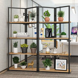 喆威 铁艺办公屏风隔断墙奖牌证书展示架置物架书架花架定制 四扇四层160*36*180cm浅胡桃黑架