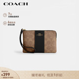 蔻驰（COACH）【品牌直供】女士小号手拿包手腕包棕黄色 CW854
