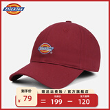 Dickies棒球帽男女同款四季透气遮阳户外防晒休闲复古软顶显脸小鸭舌帽子 酒红色-男女同款 均码 （可调节 适合头围55-61cm）