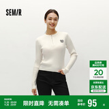森马（Semir）毛衣女冬季短款半开襟刺绣修身套头衫女生风显瘦上衣107724107001