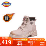 Dickies女士马丁靴高帮时尚情侣靴百搭工装靴女 粉色-加绒 男女款-39 