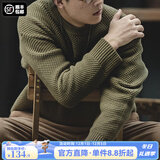 马登工装 美式复古重磅菠萝纹粗毛衣加厚实圆领落肩休闲针织衫男 华沙绿 L
