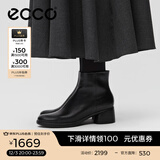 爱步（ECCO）靴子女 女鞋冬季牛皮短靴粗跟保暖女靴 雕塑222413 HL 黑色22241301001 38 （尺码偏小，建议拍大一码）