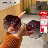 CHALL KITTY太阳镜女时尚女士墨镜高级感显脸小防紫外线开车驾驶眼镜2025新款 黑金渐变-品牌礼盒装高档高级感