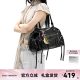 JellyToyboy女包JTB极光2.0.新款牛皮托特包机车风包包大容量斜挎单肩包 黑色