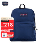 JANSPORT杰斯伯书包轻便双肩包男女旅行包简约背包电脑包学生校园 4QUT003海军蓝/藏青色-侧边袋