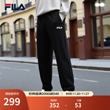 FILA 斐乐情侣款男女长裤25秋冬季新款休闲宽松收口运动裤子加绒保暖 正黑色-BK L 175/84A/L