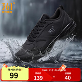 361°运动鞋男鞋秋冬季透气网面跑鞋黑色通勤轻质户外慢跑步鞋 曜石黑/烟灰【皮革面防泼水】 42