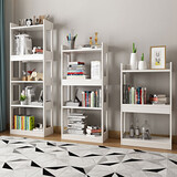 全实木书架书柜落地现代简约书架组合简易实木层架置物架陈列架 五层白色[64]