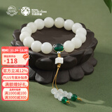 布达拉宫文创白玉菩提根手串配饰男女款108颗佛珠念珠送男友生日礼物 白玉菩提根手串（绿琉璃款）
