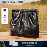 CHARLES&KEITH子母链条大容量流浪包托特包单肩斜挎包女包生日礼物CK2-40671449 【L号】Noir黑银 L