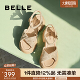 百丽（Belle）满钻条带繁星休闲凉鞋女商场款厚底凉鞋A9S2DBL4 杏色 34 (220mm)