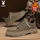 花花公子（PLAYBOY）男鞋2025秋冬季鞋子男士工装鞋潮流休闲鞋低帮马丁鞋靴 卡其 43