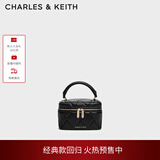 CHARLES&KEITH菱格链条手提斜挎小方包盒子包包女包生日礼物CK2-80782534 Black黑色 小包