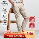 七匹狼休闲裤男天丝抗菌弹力裤子秋季商务直筒长裤通勤男裤【四季款】 701(卡其色)-天丝抗菌 32 80A