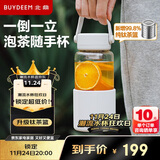 北鼎（Buydeem）泡茶随手杯 茶水分离家用耐高温玻璃杯便携 钛茶篮 630ml燕麦白