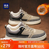 海澜之家（HLA）男鞋板鞋百搭冬季拼色加绒保暖休闲鞋子男HAABXM4CCP657 卡其41