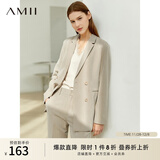 AMII女装2025职业西服套装女夏季新款休闲外套时尚西装两件套 卡其(西装) M (160)