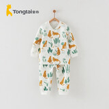 童泰宝宝套装秋冬季保暖婴儿衣服家居服男女童上衣裤子秋装绿色66cm